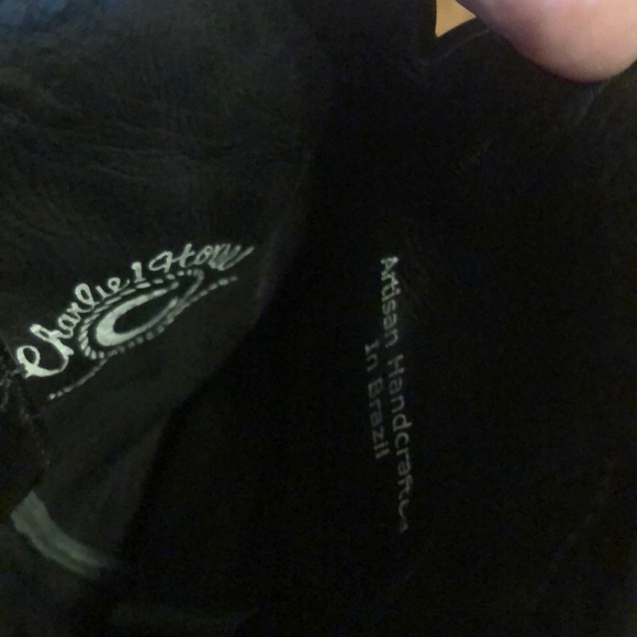 Charlie Horse Black Cowboy Heel Boots 37 1/2 - Picture 5 of 8